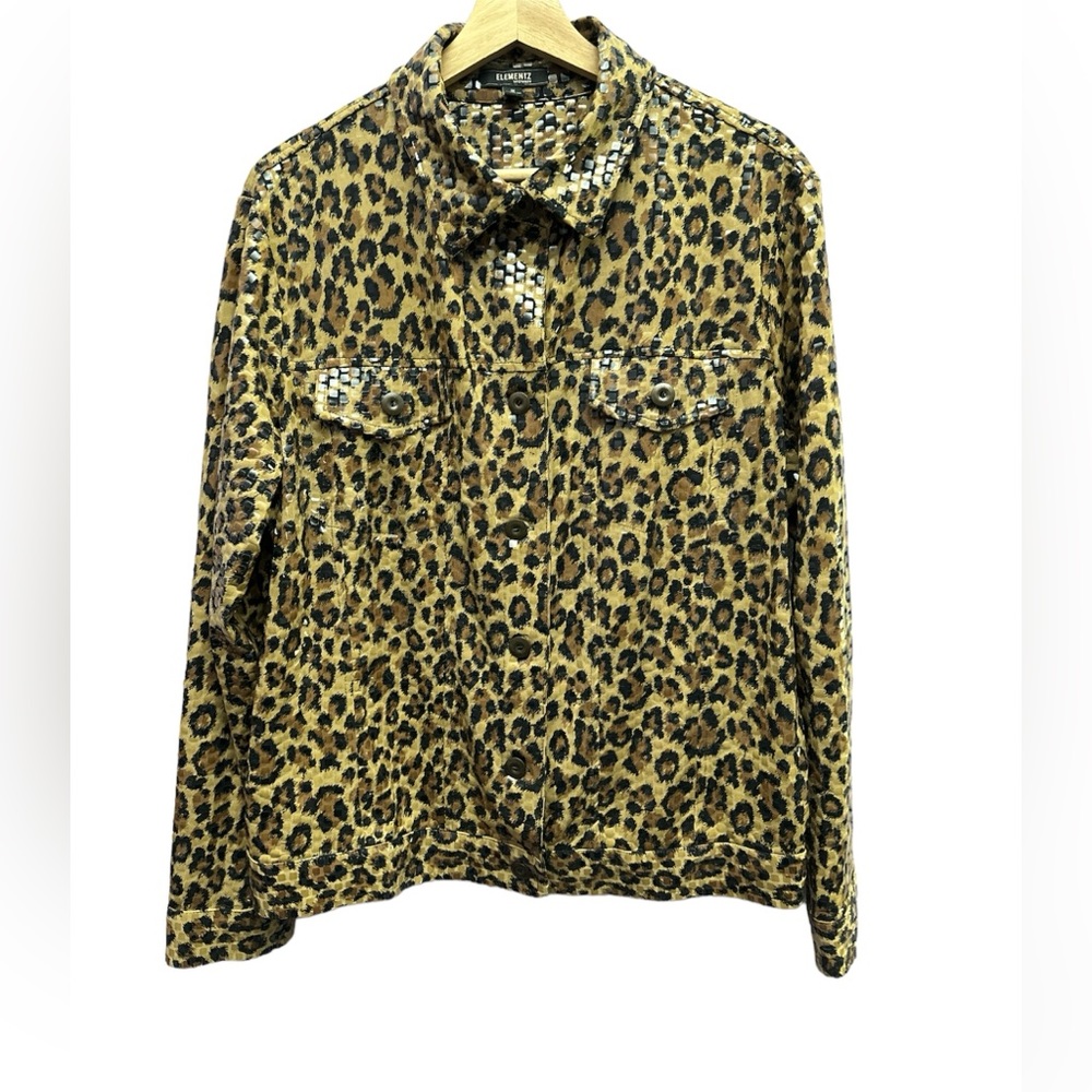 Elementz Y2K Shimmer Cheetah Print Shirt Jacket Mob Wife aesthetic Plus Size